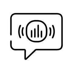 Voice message icon vector, audio recording speech bubble, sound wave communication