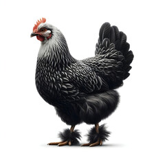 Fototapeta premium Black and white chicken isolated use for farm animals