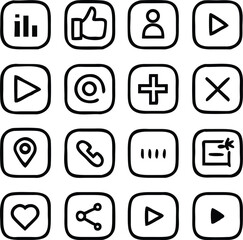 Social Media Icon Pack Vector | Network, Share & Communication Line Icon Set