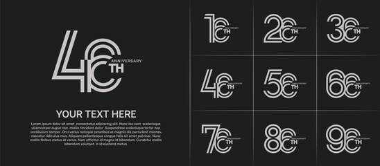 Anniversary set design with double line number. white color for celebration event