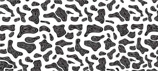 Monochrome texture composed of irregular graphic elements. Distressed uneven grunge background. Abstract vector illustration. Overlay for interesting effect and depth. Isolated on white background.