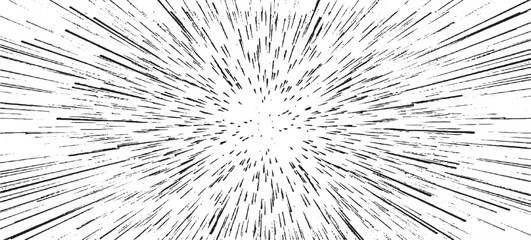 Circular starburst explosion texture. Distressed uneven grunge background. Abstract vector illustration. Overlay to create interesting effect and depth. Isolated on white background.