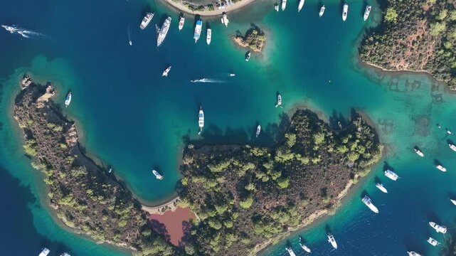 Turkish Maldives Gocek Islands Drone Video, Gocek Fethiye, Mugla Turkiye (Turke