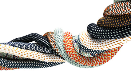 Abstract tech background with twisted paracord-style cables on transparent background