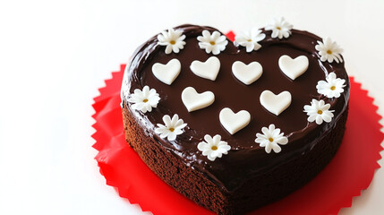chocolate cake on white background