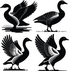 Goose Silhouette Set for Nature and Wildlife Design Projects