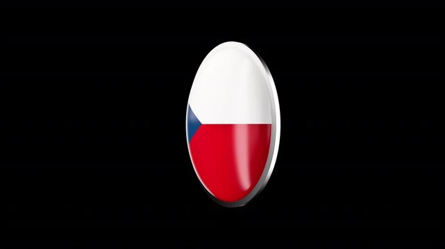 Czech Republic Flag Badge, Full HD 1920X1080 Resolution, Duration clip 06 sec, Alpha Transparent