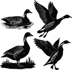 Goose Silhouette Set for Nature and Wildlife Design Projects