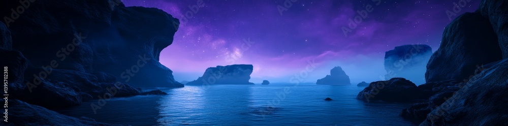 Canvas Prints cosmic night sky scene with nebula and stars for web banner, featuring a space background