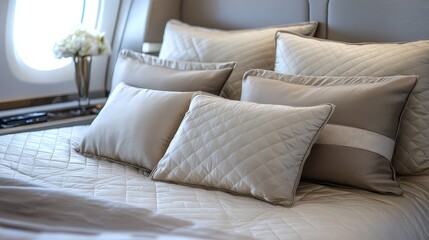 Elegant Cream Bedding Arrangement in Luxury Cabin