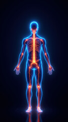 A 3D illustration of a human torso with visible internal organs, prominently featuring the vagus nerve stimulation system.