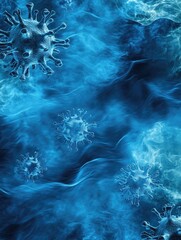 Virus in a smoky, blue environment