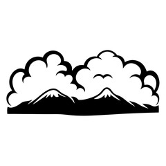 Majestic Mountains Under a Cloudy Sky Scenic View Nature Landscape Illustration