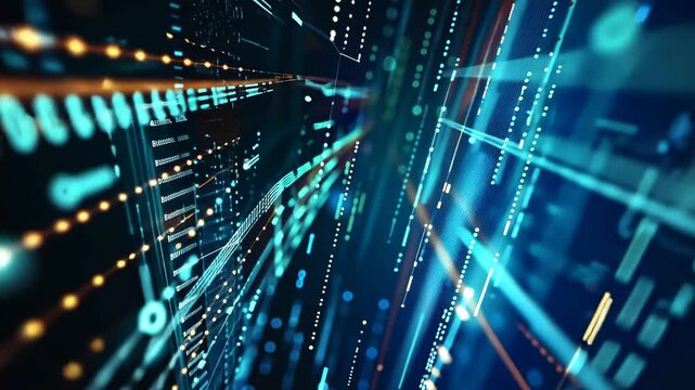 Datenstr&ouml;me flie&szlig;en durch dunklen Raum