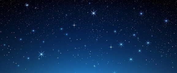 Fototapeta premium A dark blue backdrop featuring bokeh particles, glitter, awards dust, and gradient elements creates an abstract setting, while a futuristic glittering scene unfolds in space against a blue background