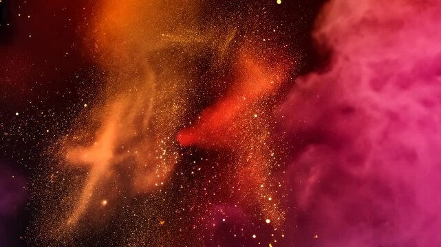 Pulverartige Farbexplosion in Orange und Gelb