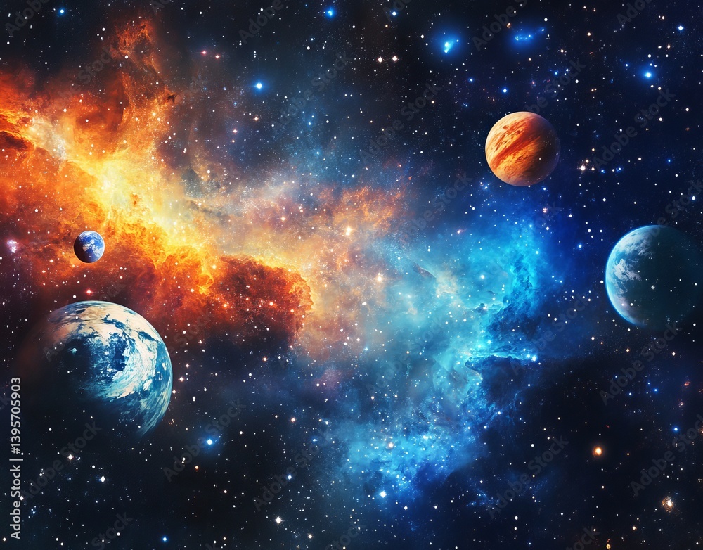 Wall mural a high-resolution photograph featuring an abstract space background with a galaxy and nebula, showca