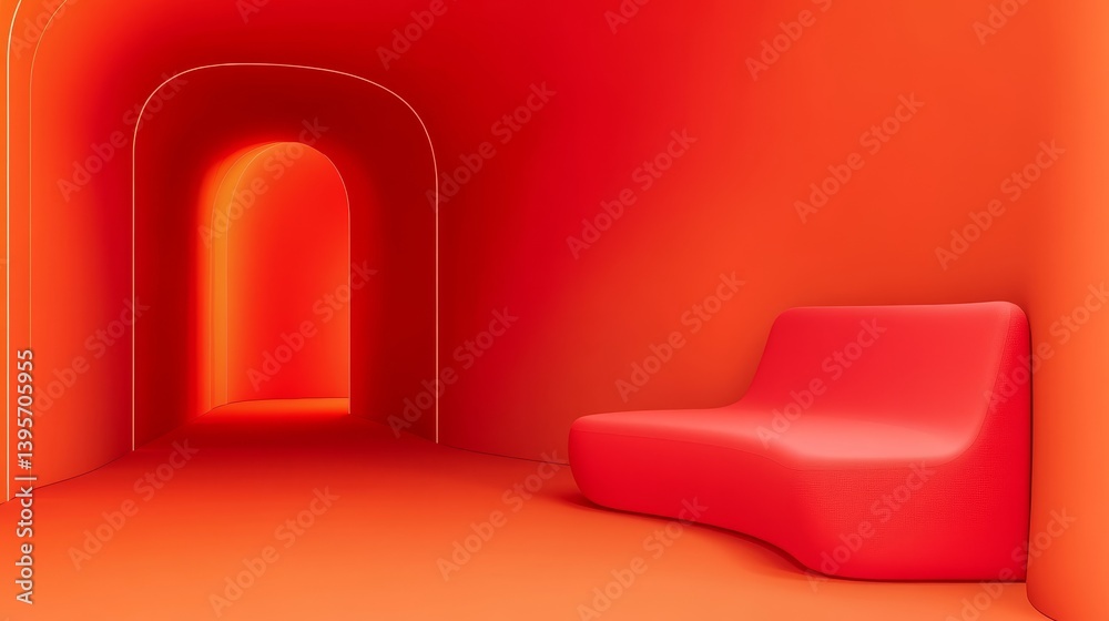 Canvas Prints a minimalist red backdrop featuring wavy lines and an abstract texture