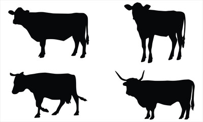 silhouettes of cows on white background