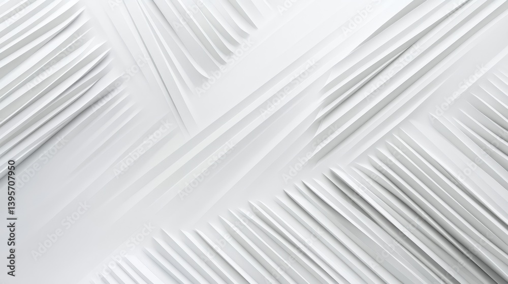 Wall mural a textured white background featuring layered geometric triangles and glossy white and grey squares 