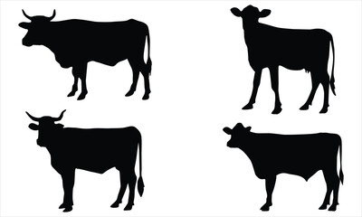 black silhouettes of cows
