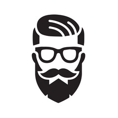 male hipster face silhouette with glasses
