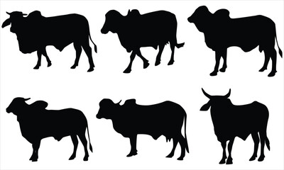 silhouettes set  of cow