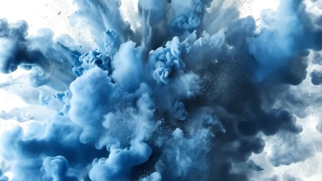Blaue Farbexplosion auf wei&szlig;em Hintergrund