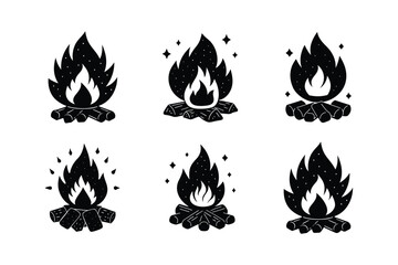campfire marshmallows vector art silhouette