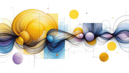 Obraz premium Abstract neurographic drawing with graphic elements, neurolines, neurons