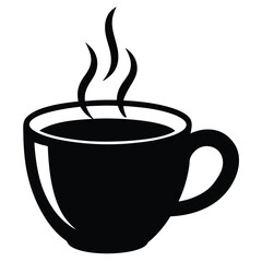 hot cup of coffee silhouette vector isolated on white background