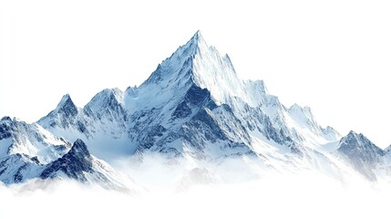 Snowy mountain landscape isolated on a transparent or white background. --