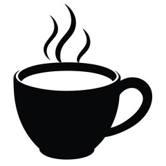 hot cup of coffee silhouette vector isolated on white background