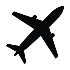 airplane in flight silhouette vector isolated on white background