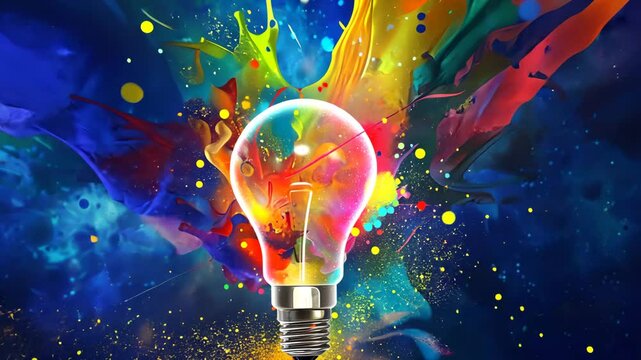 Leuchtende Farben spr&uuml;hen aus Gl&uuml;hbirne