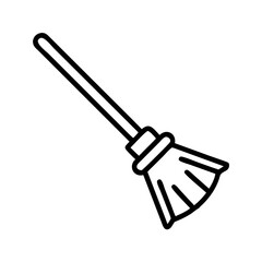 Broom cleaning tool vector icon illustration for household chores and sweeping floor