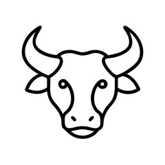Outline drawing of a bull head vector illustration farm animal cattle mammal sign