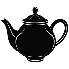 classic teapot silhouette vector isolated on white background
