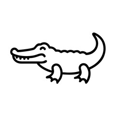 Fototapeta premium Outline drawing of a cartoon alligator vector illustration reptile animal icon