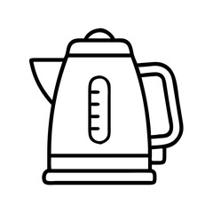Outline electric kettle vector illustration for kitchen appliances and design use