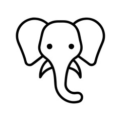Elephant head outline vector illustration cute animal drawing for kids coloring book
