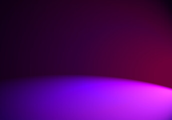 Superficie curvada azul, morada y violeta sobre fondo negro. Espectro azu, morado y violeta