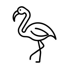 Flamingo bird line art vector illustration exotic tropical bird drawing outline icon