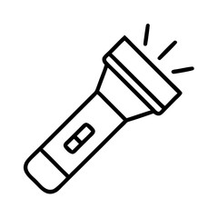 Find bright light source flashlight vector illustration for camping and outdoors