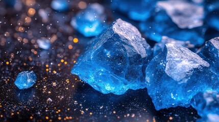 Obraz premium Vibrant blue crystals, sparkling on dark background