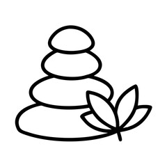 Zen stones and leaf vector illustration for meditation and wellness concept art