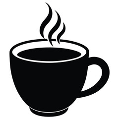 hot cup of coffee silhouette vector isolated on white background
