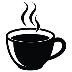 hot cup of coffee silhouette vector isolated on white background