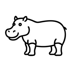 Hippo illustration vector drawing cute hippopotamus outline cartoon africa animal zoo art