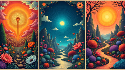 fantasy landscape with flowers